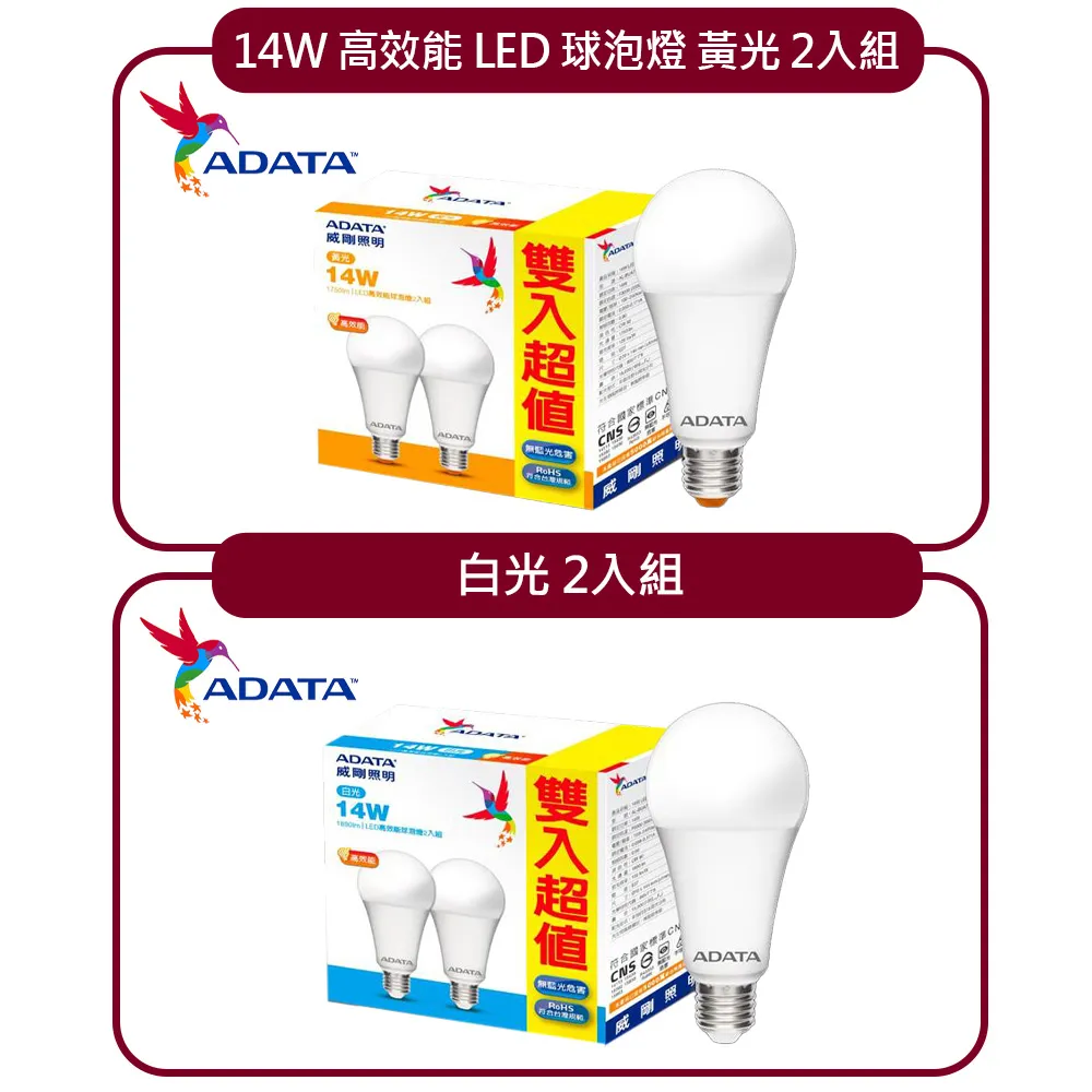 威剛照明 14W高效能 LED 球泡燈-白光(八入組) 歷史價格詳細信息