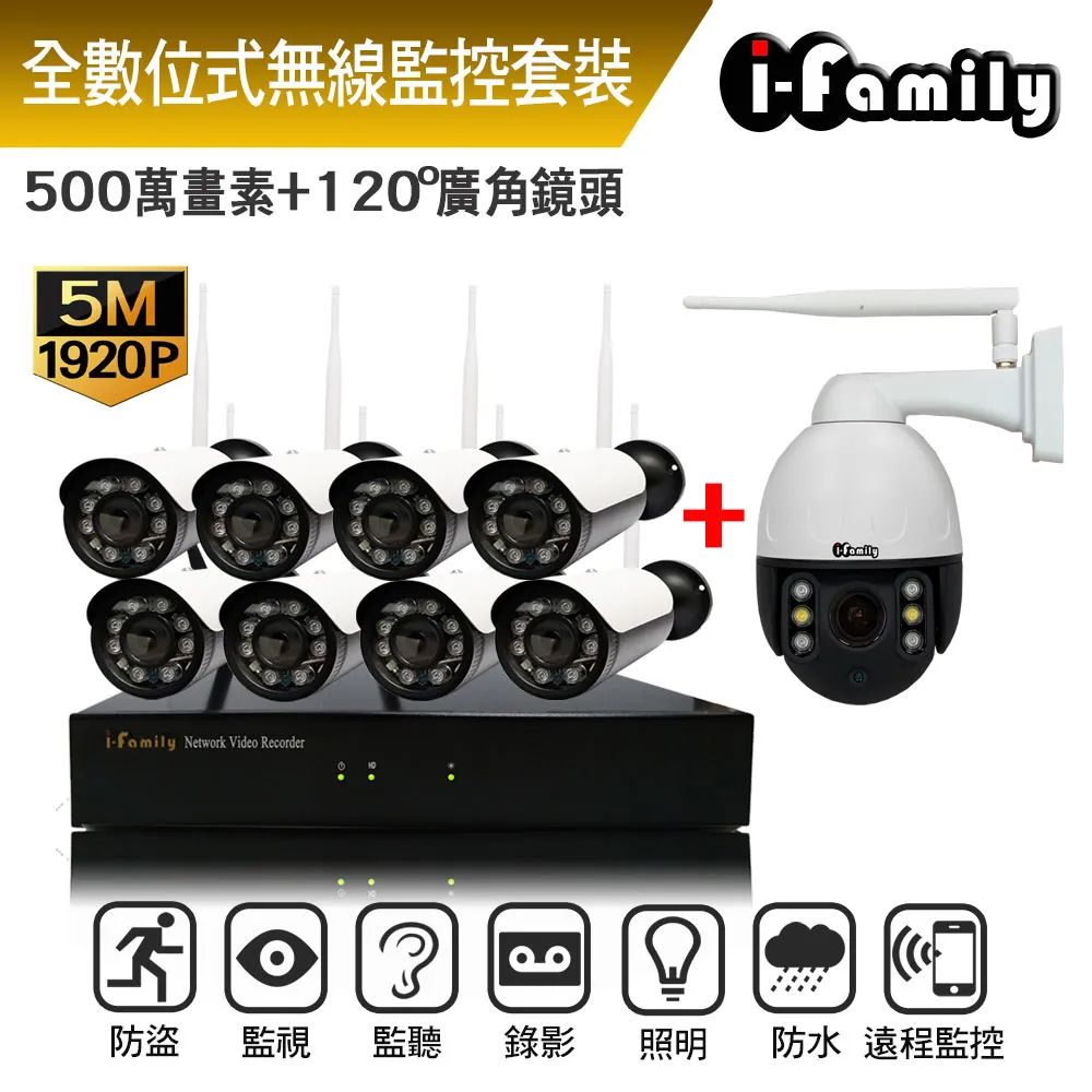 【宇晨I-Family】免施工/免設定1920P十路式3槍機+1球機無線監視錄影套裝組 歷史價格詳細信息