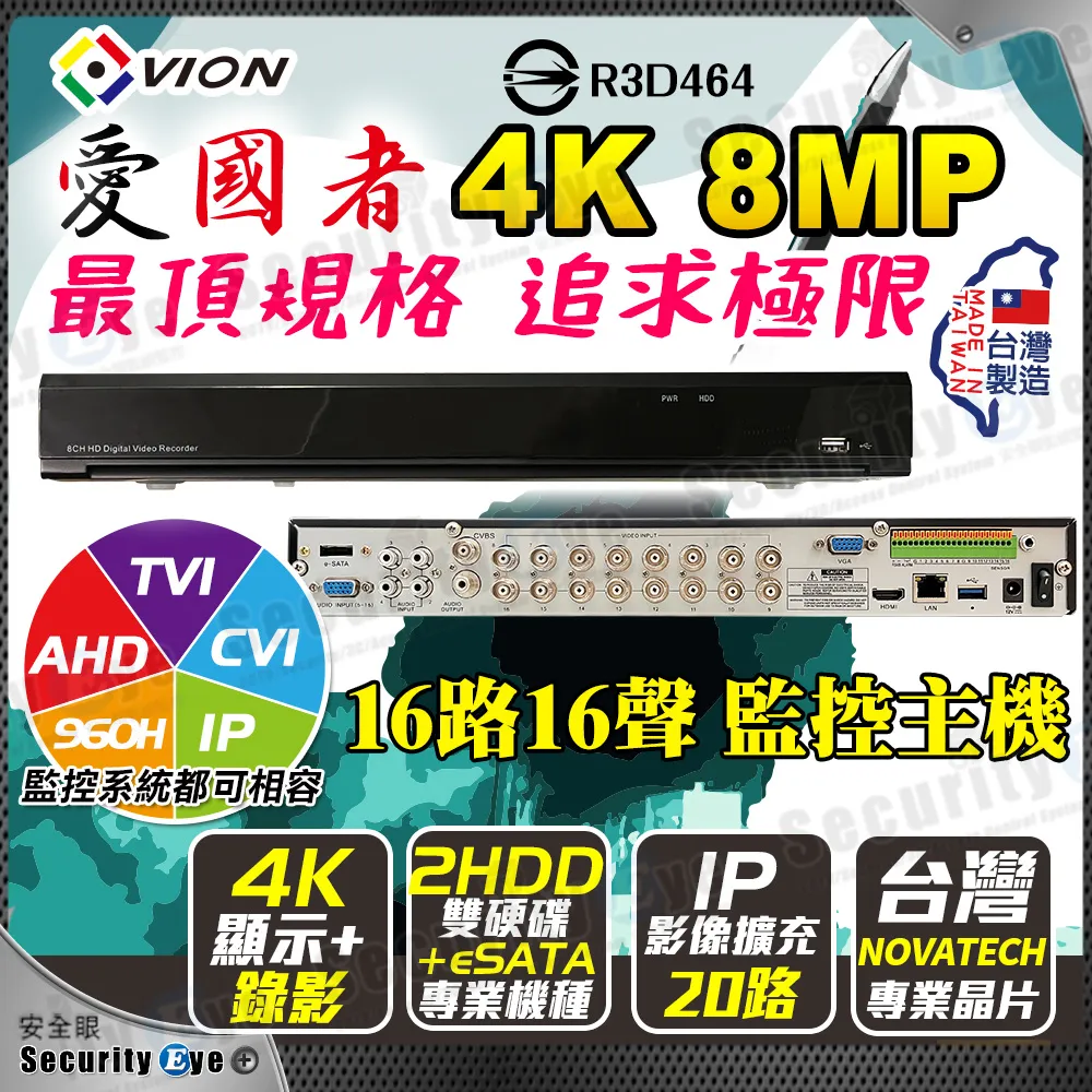 台灣製造 4K 8MP 8百萬 16路16聲 DVR NVR 監視器 主機 雙硬碟 eSATA 5MP 1080P AHD TVI 網路 攝影機 鏡頭 含稅 歷史價格詳細信息