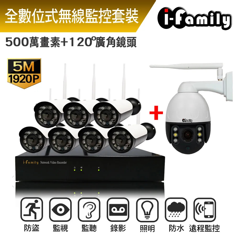 【宇晨I-Family】免施工/免設定1920P十路式3槍機+1球機無線監視錄影套裝組 歷史價格詳細信息
