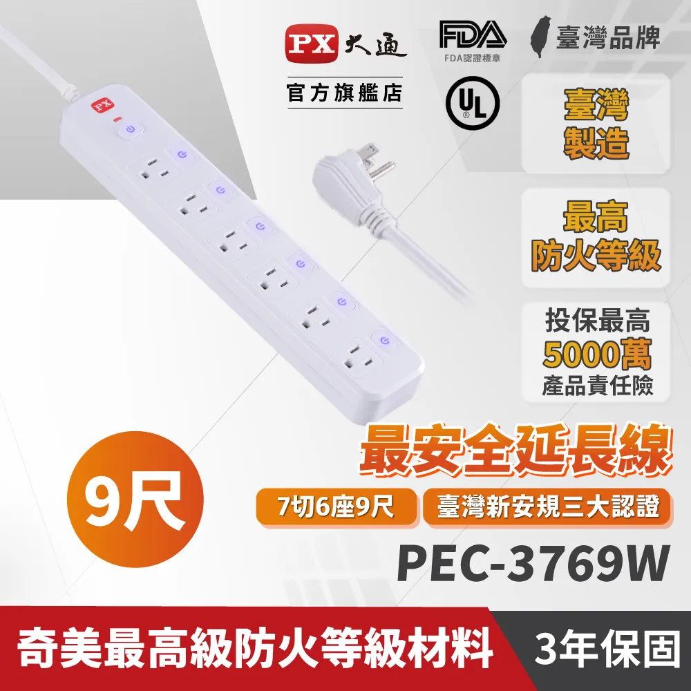 PX 大通 電源延長線2pin 四開四插1.8M PEC-2446 2孔延長線 歷史價格詳細信息