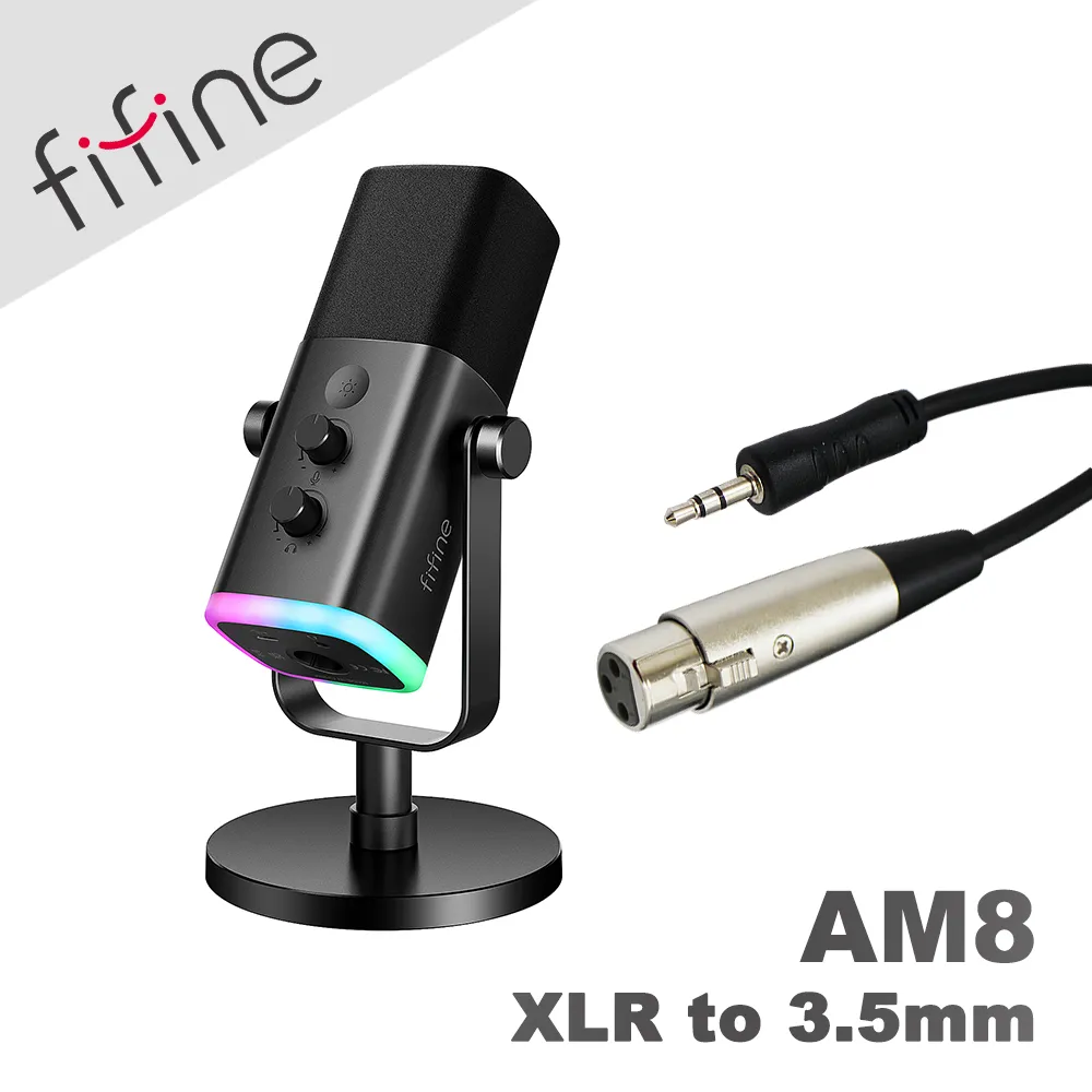 【FIFINE AM8 錄音室等級USB/XLR動圈式RGB麥克風】心型指向/USB/XLR雙輸出/YouTuber 歷史價格詳細信息