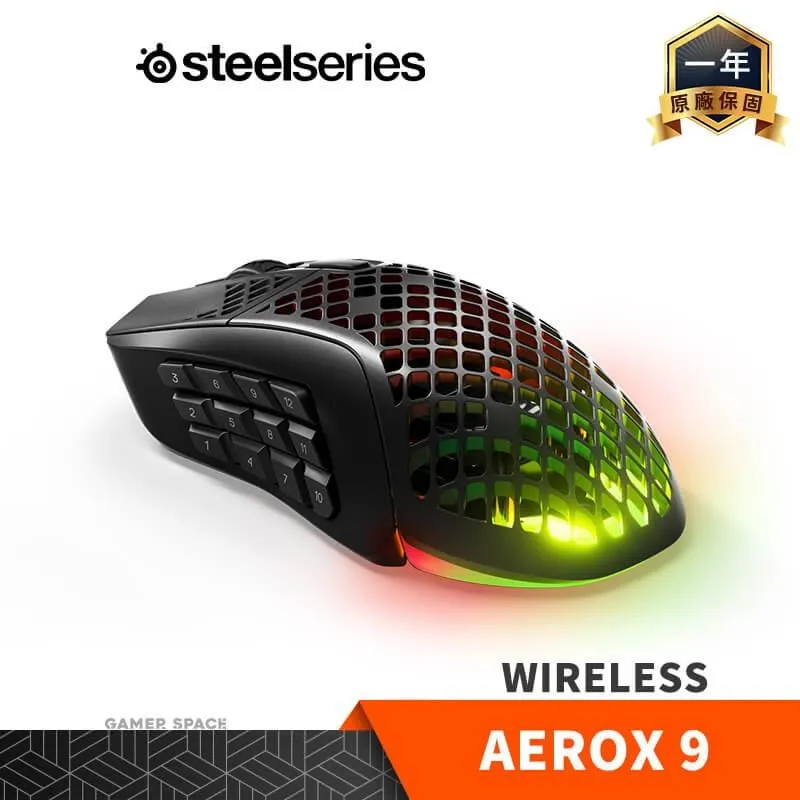 Steelseries Aerox 9 Wireless電競滑鼠/無線/輕量/18 按鈕可編程佈局/12 按鈕側面板 歷史價格詳細信息