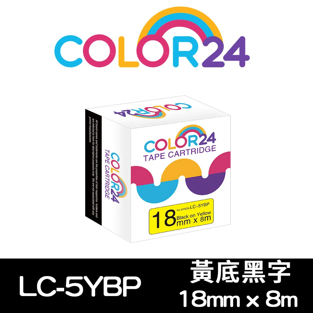 【Color24】for EPSON LC-5YBP / LK-5YBP 黃底黑字相容標籤帶(寬度18mm) 歷史價格詳細信息