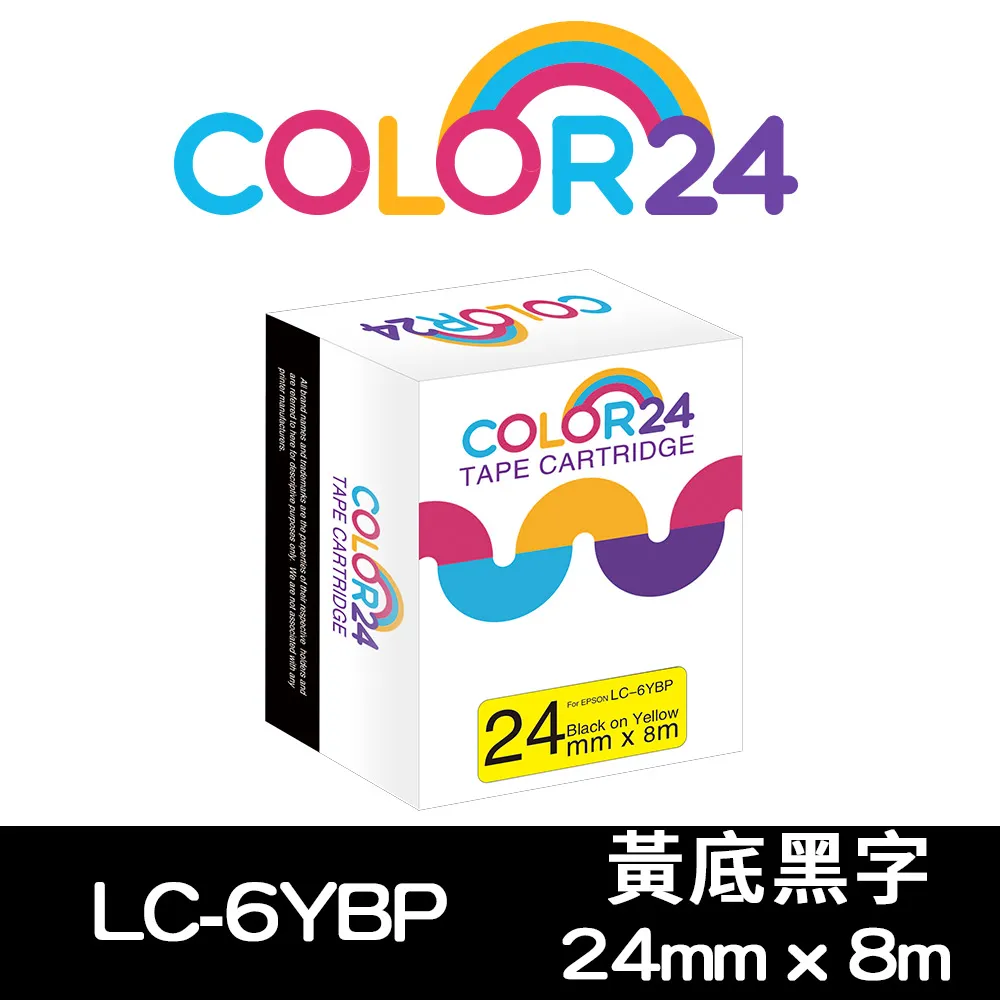 【COLOR24】for EPSON LC-6YBP / LK-6YBP 黃底黑字相容標籤帶(寬度24mm) 歷史價格詳細信息