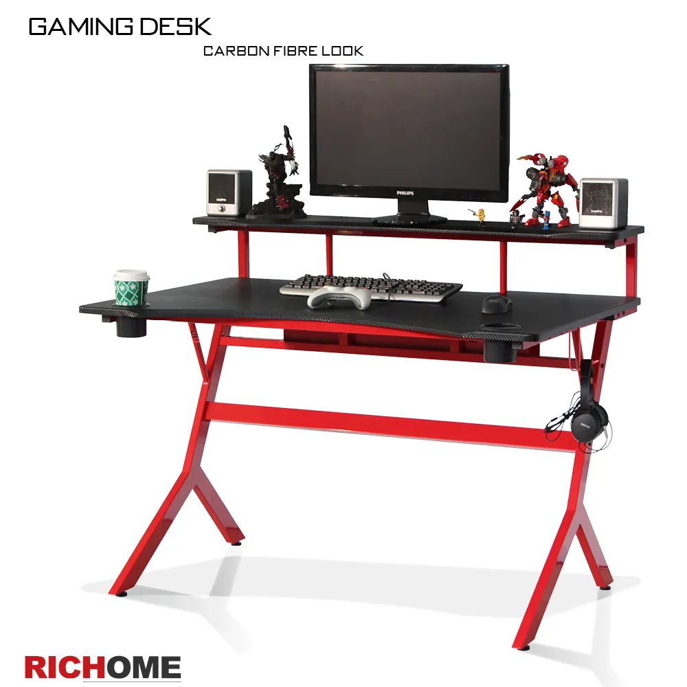 【RICHOME】戰神高手電競電腦桌(雙杯架款)-紅色 歷史價格詳細信息