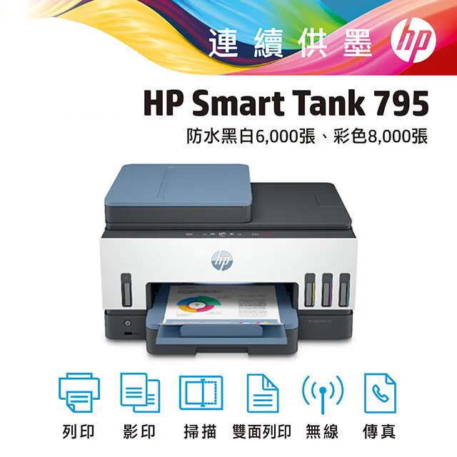 HP Smart Tank 795 四合一多功能 自動雙面無線連供印表機 歷史價格詳細信息