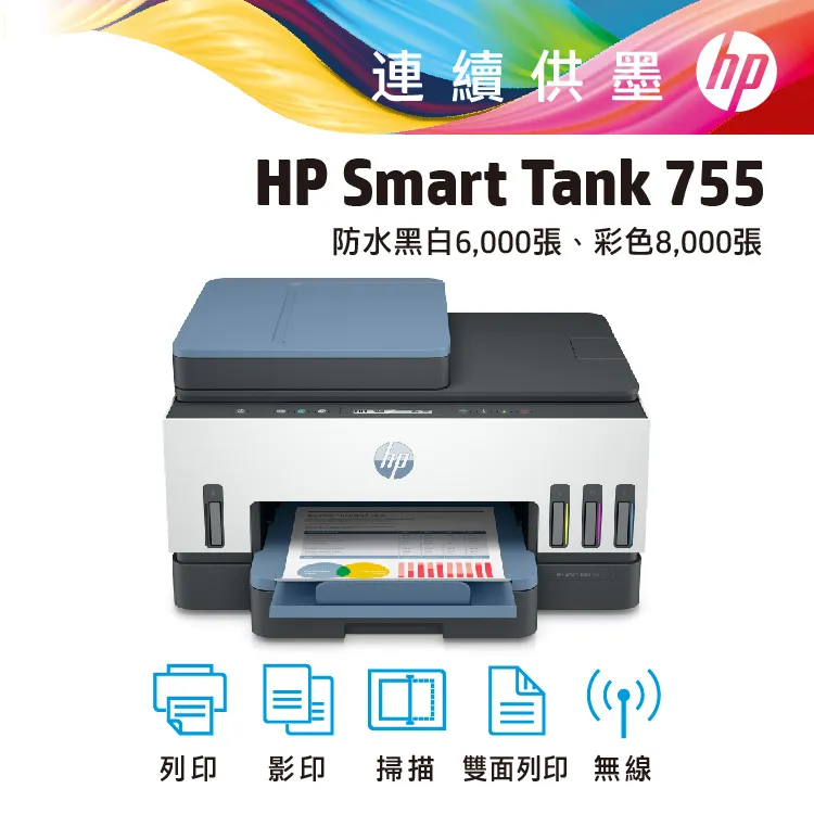 HP Smart Tank 755 自動雙面無線連供印表機 加購GT53XL+GT52原廠墨水2黑3彩 登錄送好禮 歷史價格詳細信息