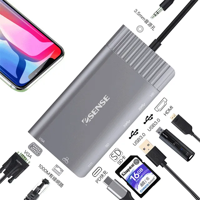 Esense Type-C TO HDMI/USB/PD轉接器 01-ECH542GA 歷史價格詳細信息