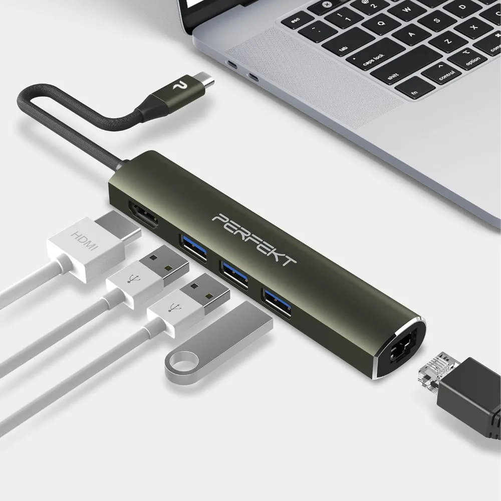 PERFEKT-USB 3.1 Type C 5孔 HUB+ HDMI/ Ethernet 歷史價格詳細信息
