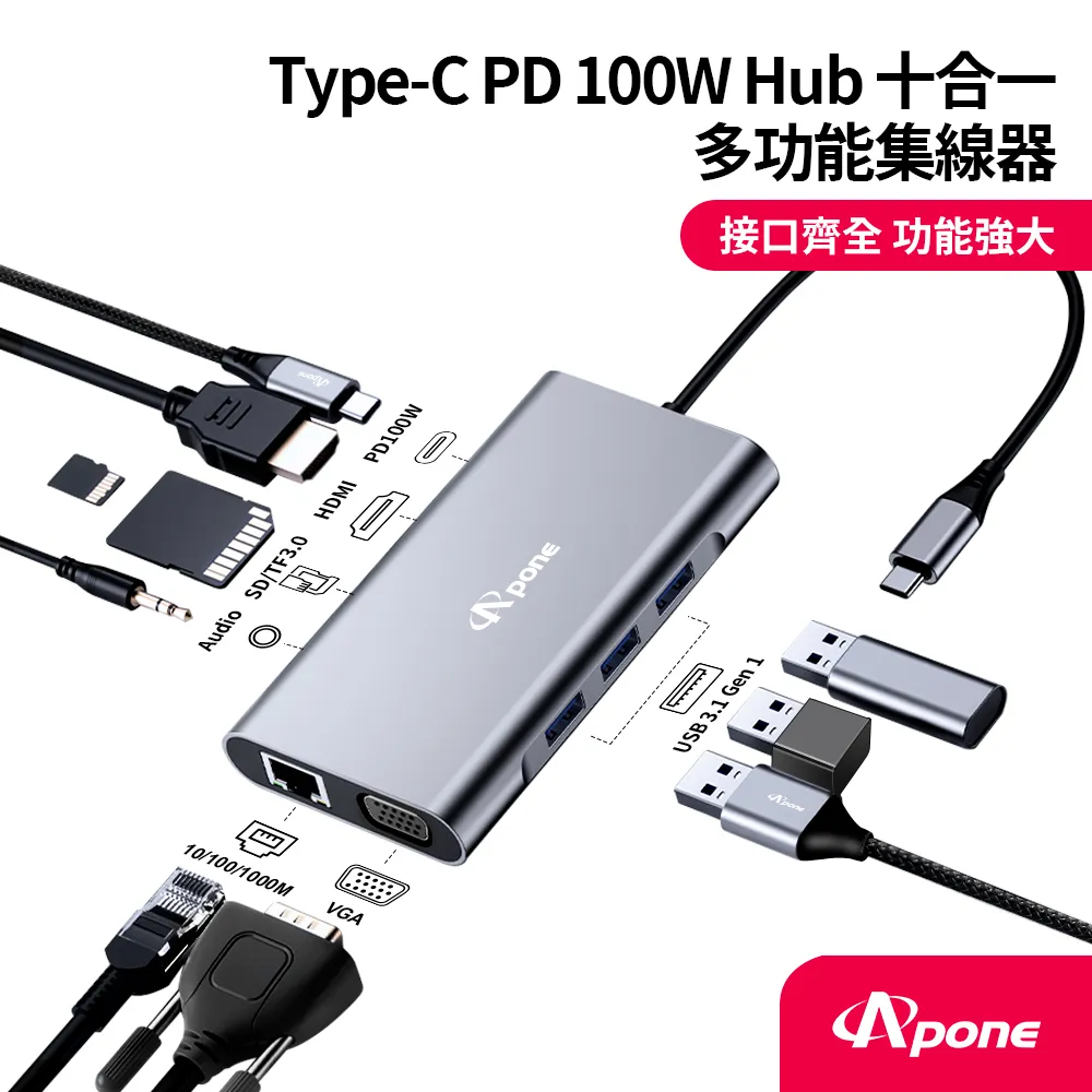 Type-C 十合一多功能HUB充電傳輸擴展塢 轉接器 集線器 PD快充 歷史價格詳細信息