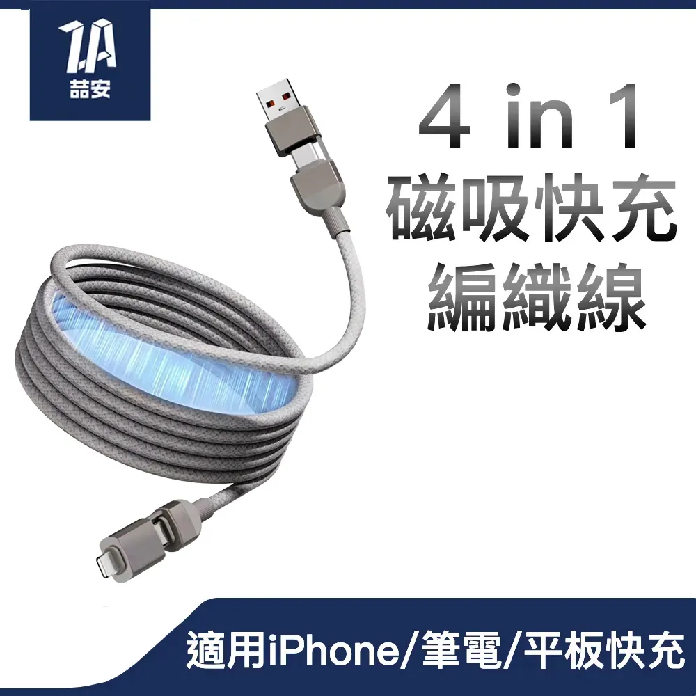 ZA PD Type-C 1.5M四合一正反插USBC編織極速傳輸60W充電線 (支援iPhone15/蘋果/Mac/安卓快充) 歷史價格詳細信息