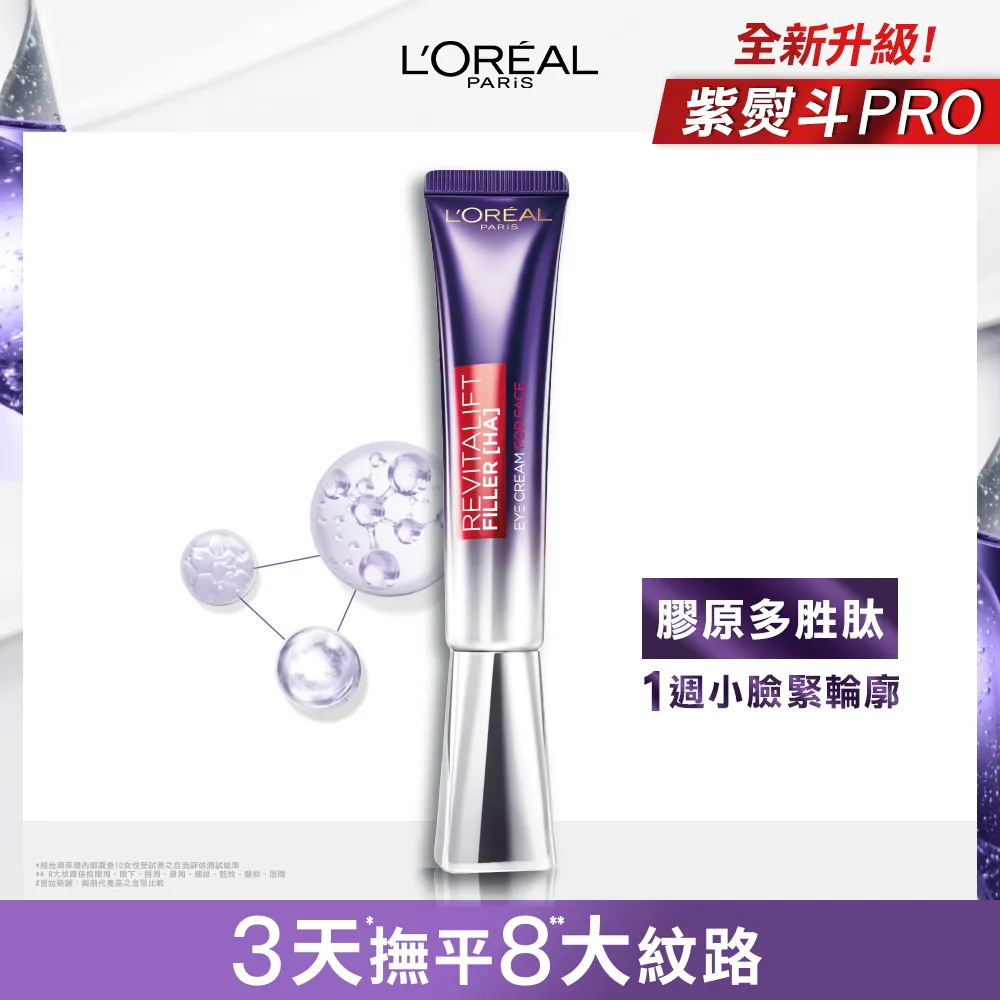 【LOREAL Paris 巴黎萊雅】全新升級紫熨斗PRO 玻尿酸眼霜級撫紋精華霜_30ml 歷史價格詳細信息