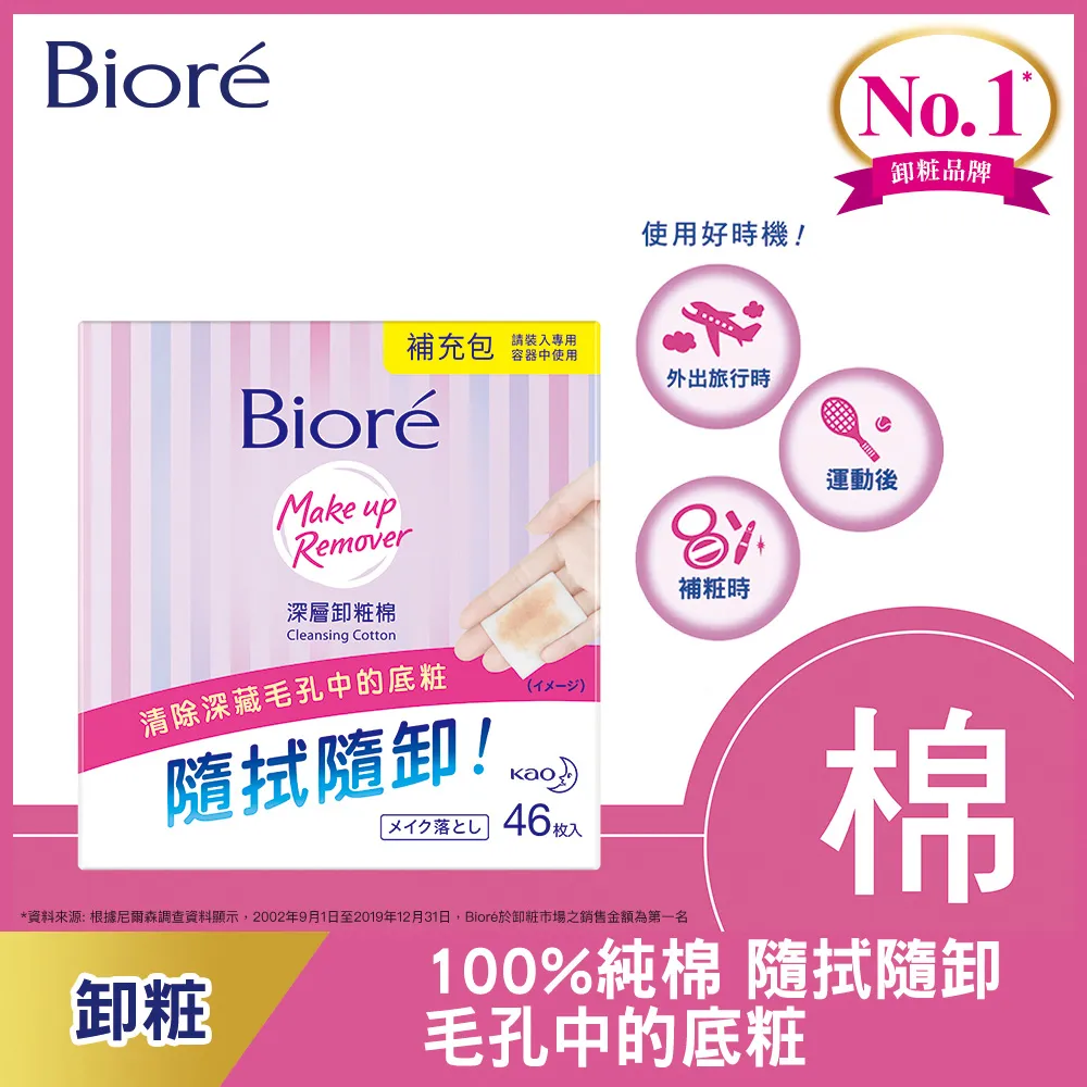 Biore 蜜妮 深層卸粧棉 補充包46片(141ml) 歷史價格詳細信息