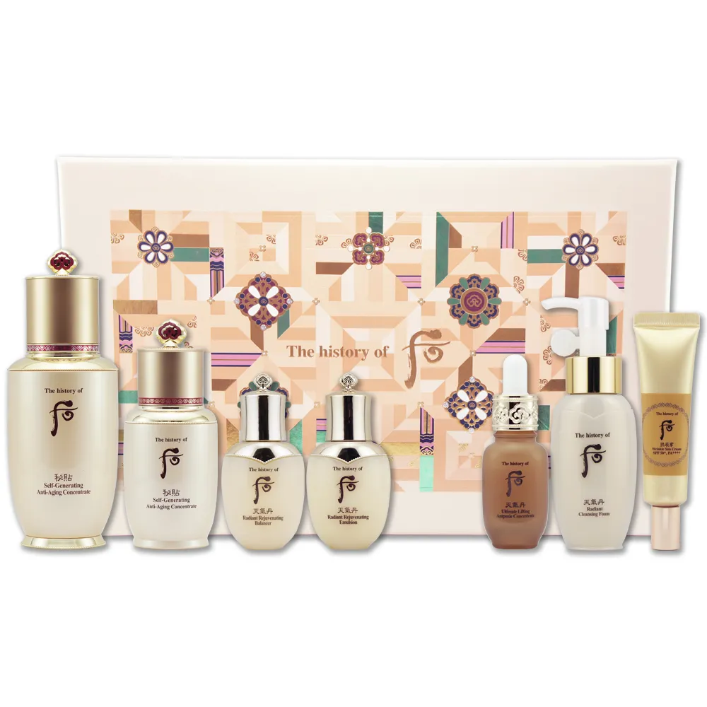 Whoo后 重生秘帖花綻禮盒[秘帖+重生水+重生乳+彈潤精萃+潔顏精華+防曬乳]-國際航空版 歷史價格詳細信息