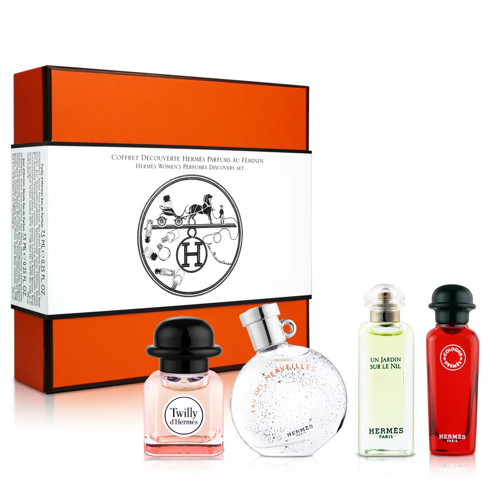 Hermes 愛馬仕 小香禮盒組 7.5mlx4入 (Twilly,橘彩星光,尼羅河,緋紅火參) 歷史價格詳細信息