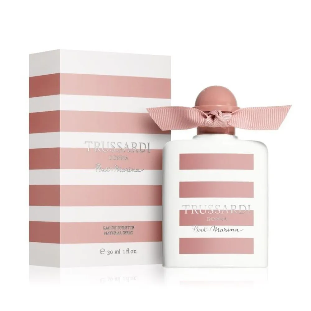 【TRUSSARDI】海洋水手波紋純綿帕巾領巾(桃紅色) 歷史價格詳細信息