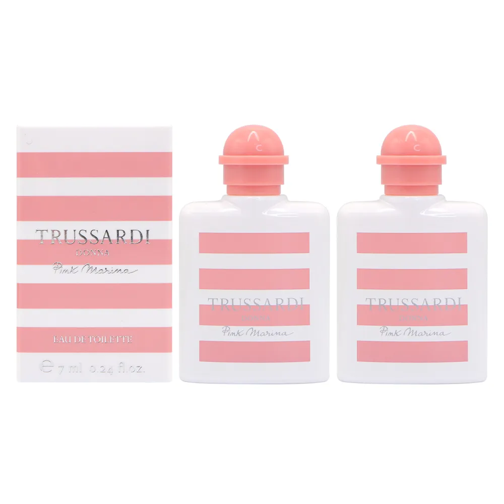 【TRUSSARDI】海洋水手波紋純綿帕巾領巾(桃紅色) 歷史價格詳細信息