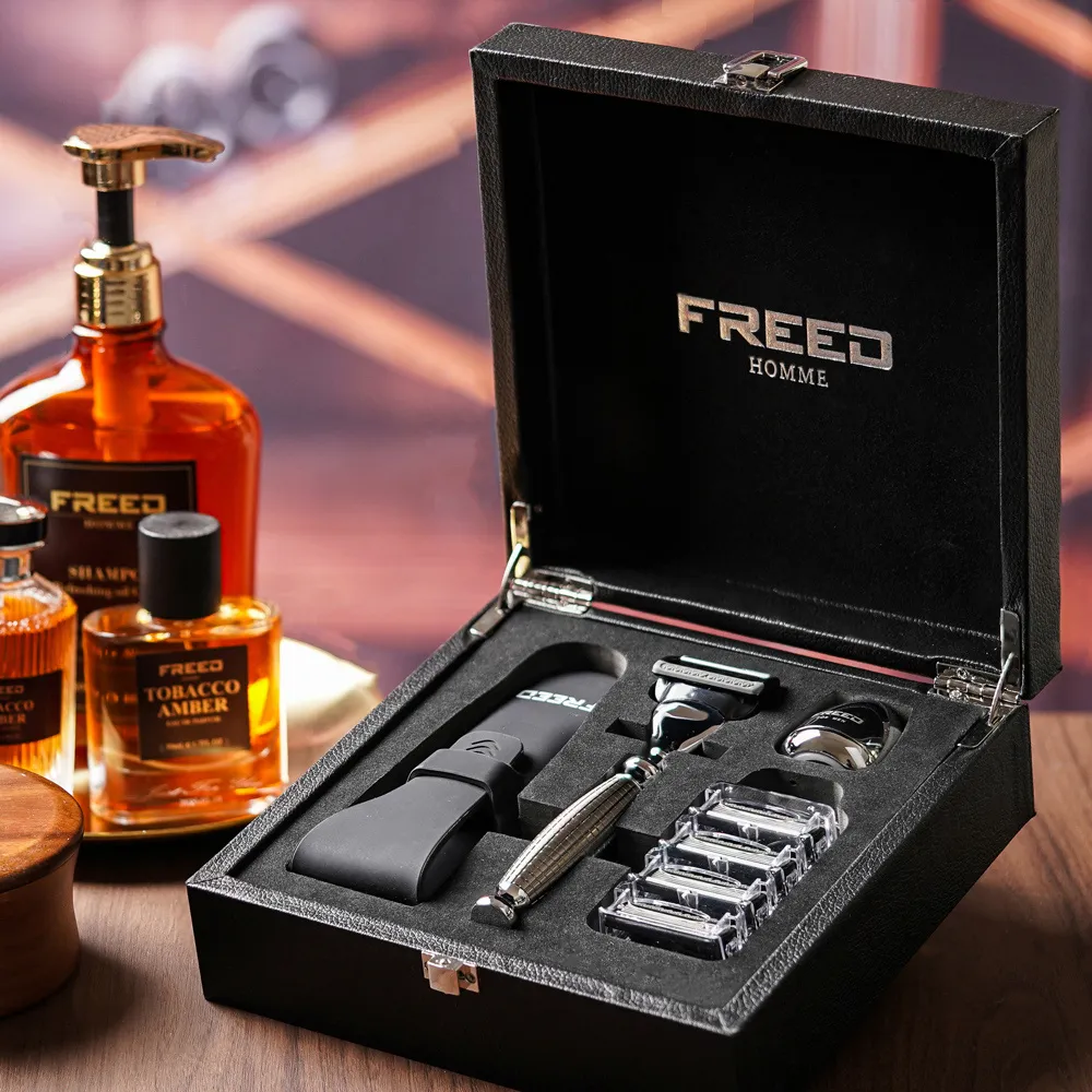 【FREED】尊爵四件組旋轉開放式雙刃安全刮鬍刀禮盒 -曜岩黑 父親節禮物 情人節送禮 客製化刻字 歷史價格詳細信息