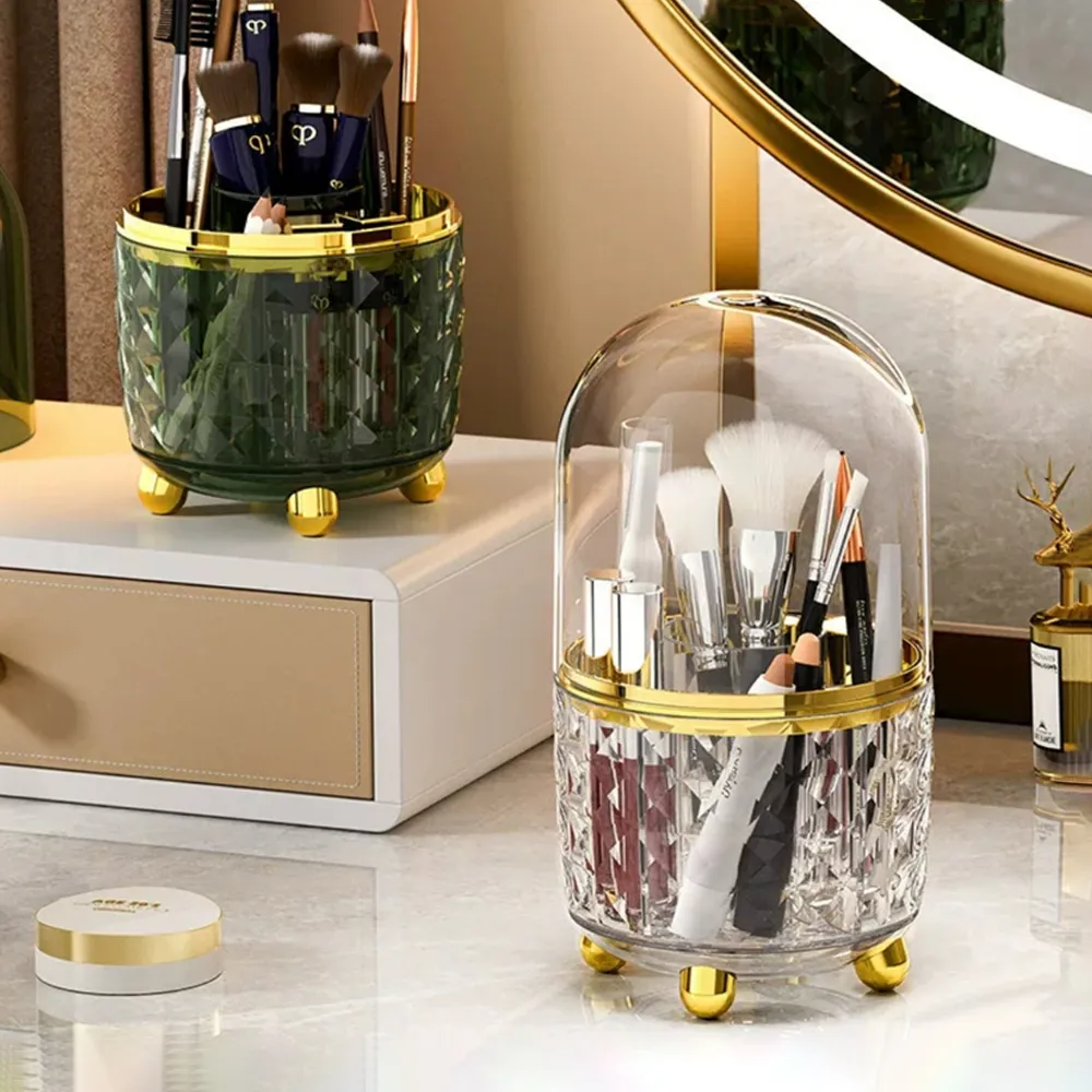 旋轉化妝刷收納筒桌面化妝品收納盒置物架臺面梳妝臺口紅眼影筆筒 歷史價格詳細信息