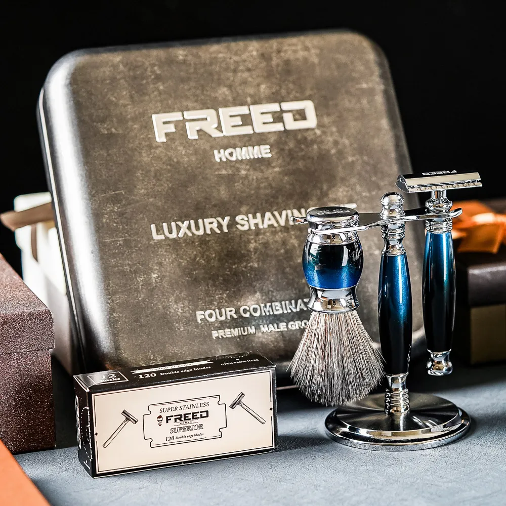 【FREED】豪華四件雙刃刮鬍刀禮盒- 時尚藍 歷史價格詳細信息
