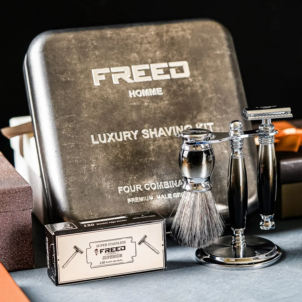 【FREED】豪華四件雙刃刮鬍刀禮盒- 時尚藍 歷史價格詳細信息