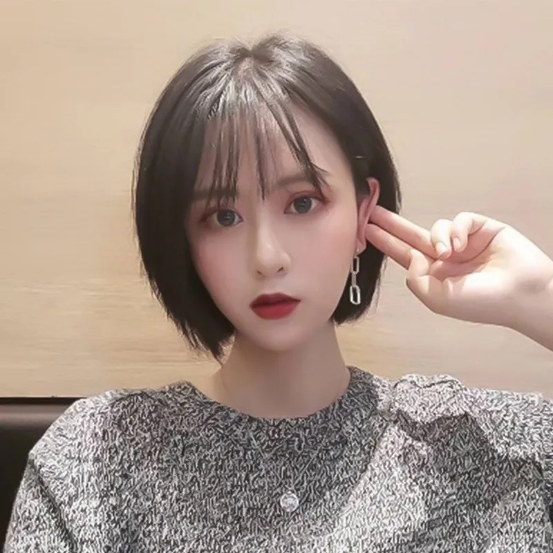 女假髮整頂真髮絲-直髮斜瀏海內彎短髮美髮用品2色73vc7【巴黎精品】 歷史價格詳細信息