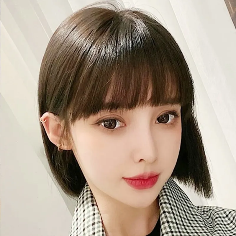 女假髮整頂真髮絲-直髮斜瀏海內彎短髮美髮用品2色73vc7【巴黎精品】 歷史價格詳細信息