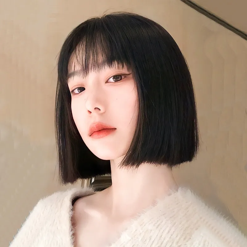 女假髮整頂真髮絲-齊瀏海短髮自然透氣美髮用品2色73vc2【巴黎精品】 歷史價格詳細信息