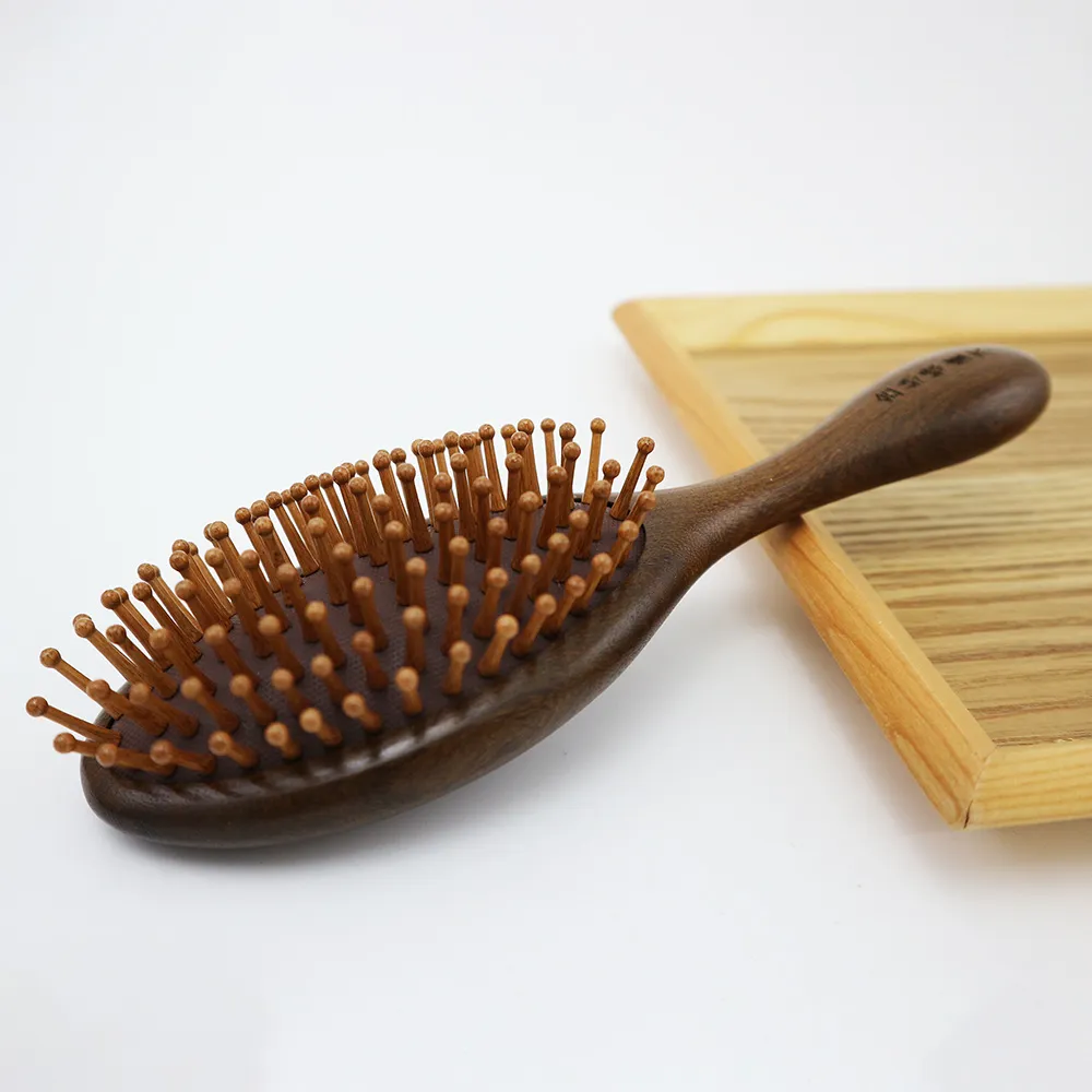 金絲檀木氣墊梳按摩頭皮經絡梳頭部順髪防脫髮長髮女專用氣囊梳子 歷史價格詳細信息
