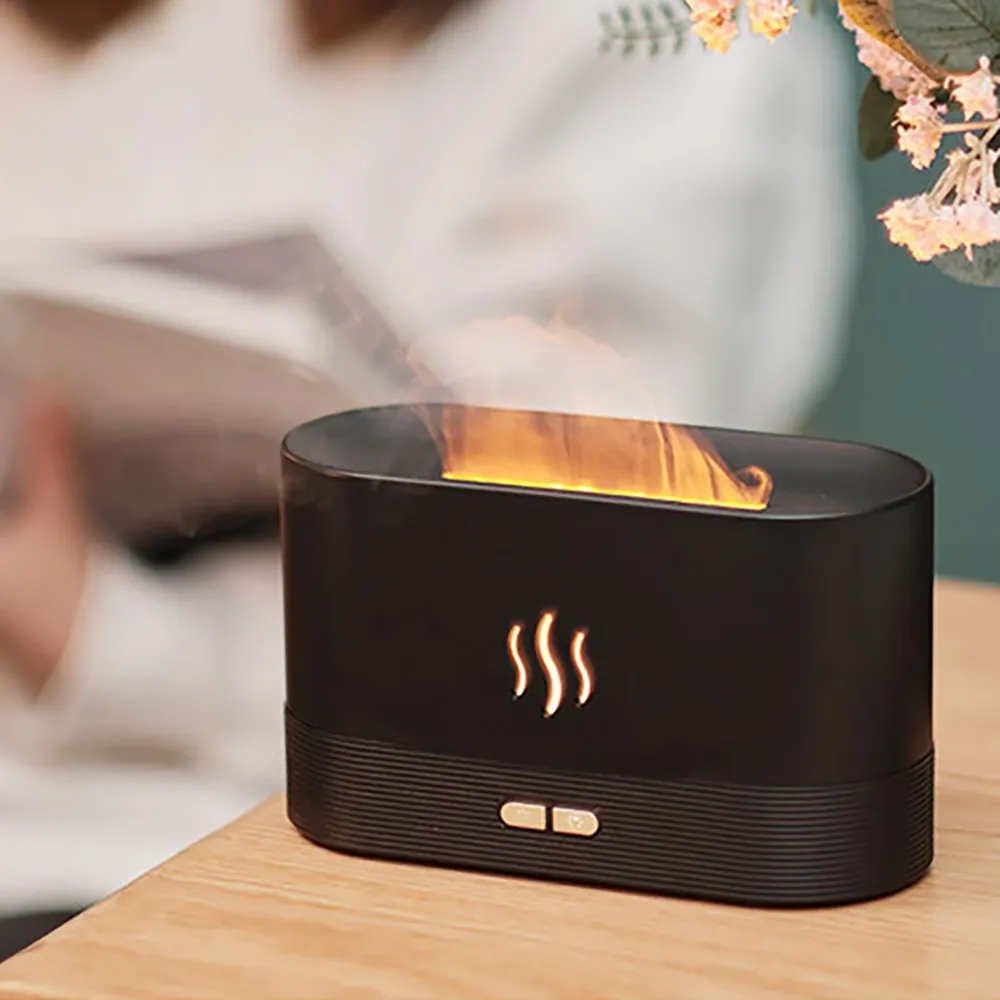 冷火焰燃燒香薰機家用USB創意禮品香薰加溼器三色變幻火苗燈擴香 歷史價格詳細信息