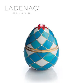 【西班牙皇室香氛 LADENAC】法貝熱彩蛋 淺藍金邊水晶瓶  220克 香氛蠟燭 香氛蛋 歷史價格詳細信息