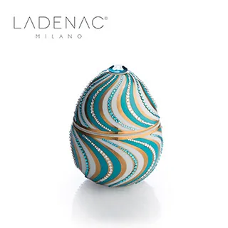 【西班牙皇室香氛 LADENAC】法貝熱彩蛋 淺藍金邊水晶瓶  220克 香氛蠟燭 香氛蛋 歷史價格詳細信息