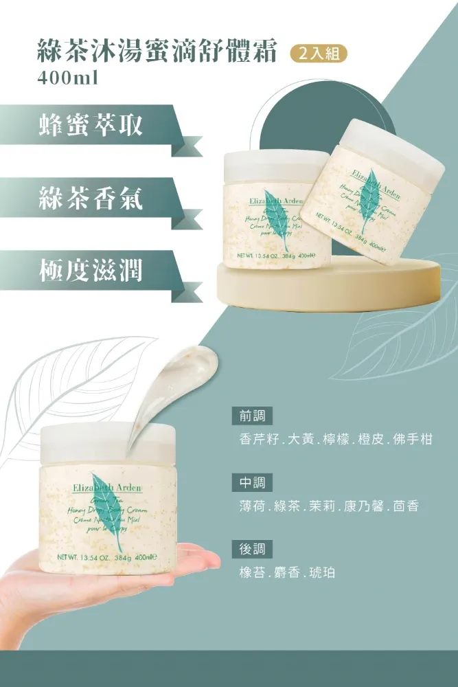 Elizabeth Arden 雅頓 綠茶沐湯蜜滴舒體霜400ml (公司貨買六送六) 歷史價格詳細信息