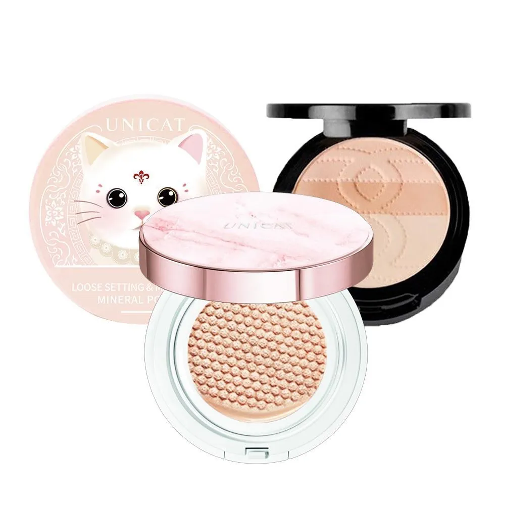 【UNICAT變臉貓 】光彩保濕氣墊粉餅X1+補充蕊X2送金盞花洗卸兩用慕斯150ml 歷史價格詳細信息