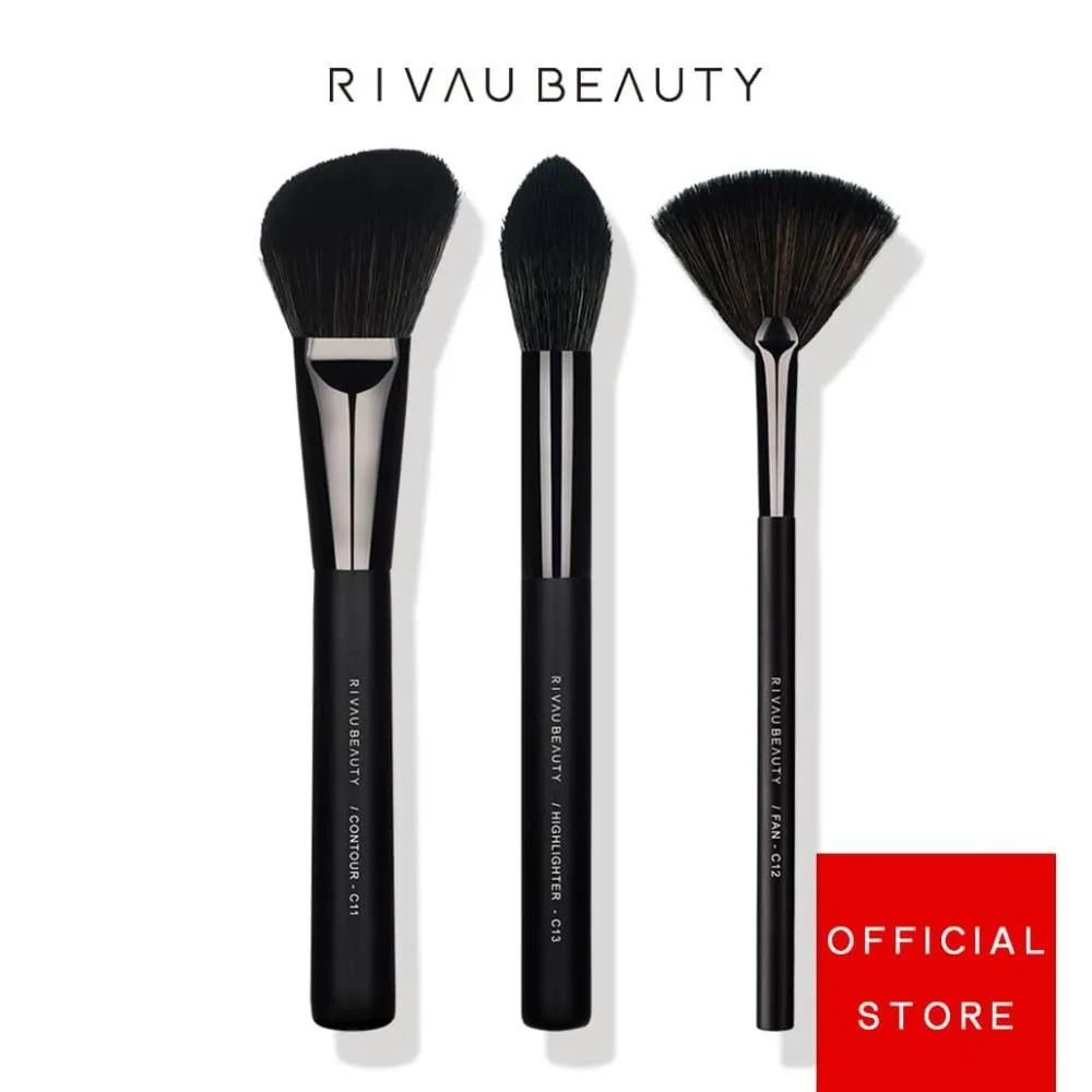 RIVAU BEAUTY / 高級纖維混羊毛黑色臉部刷具5隻組 | 化妝刷具組 蜜粉刷 歷史價格詳細信息