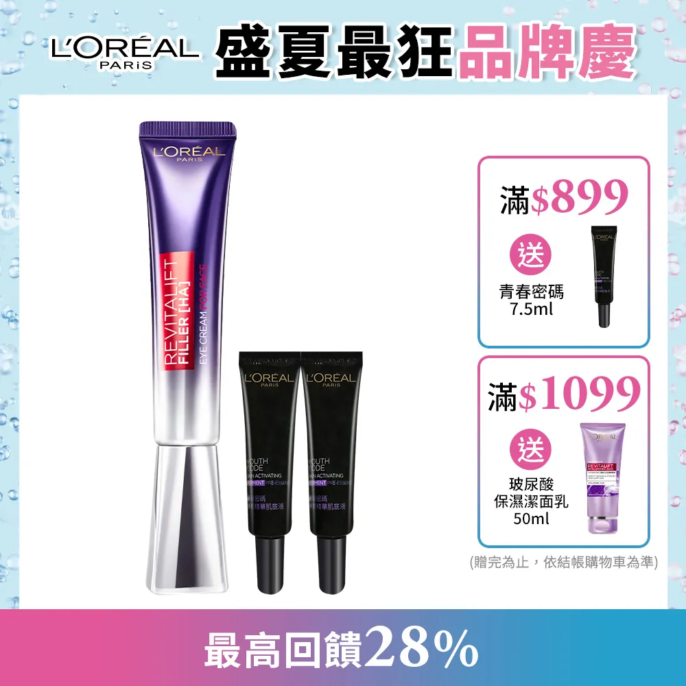 【LOREAL Paris 巴黎萊雅】玻尿酸眼霜級撫紋精華霜-按摩頭版 2入組 冰熨斗 歷史價格詳細信息