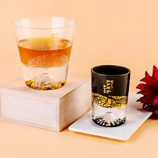 【田島硝子】富士山杯 神奈川巨浪x金箔漆黑款 威士忌杯+金箔冷酒杯2入組(TG20-01-NAMI+TG20-016-1GK) 歷史價格詳細信息