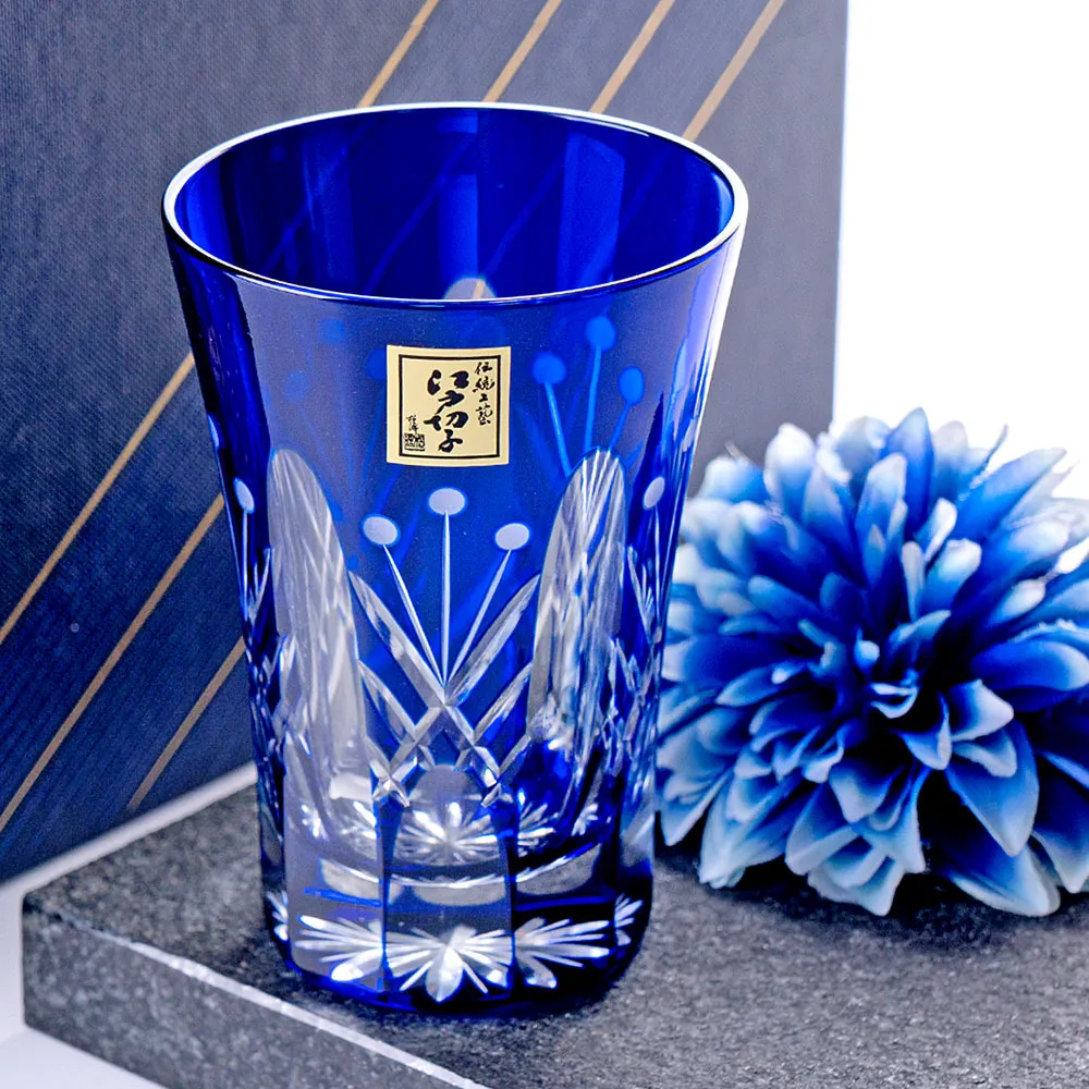 【田島硝子】田島硝子 映見玉矢來紋啤酒杯 江戸切子 玻璃杯 尾形卓司 作 清綠色(TG05-15-1G) 歷史價格詳細信息