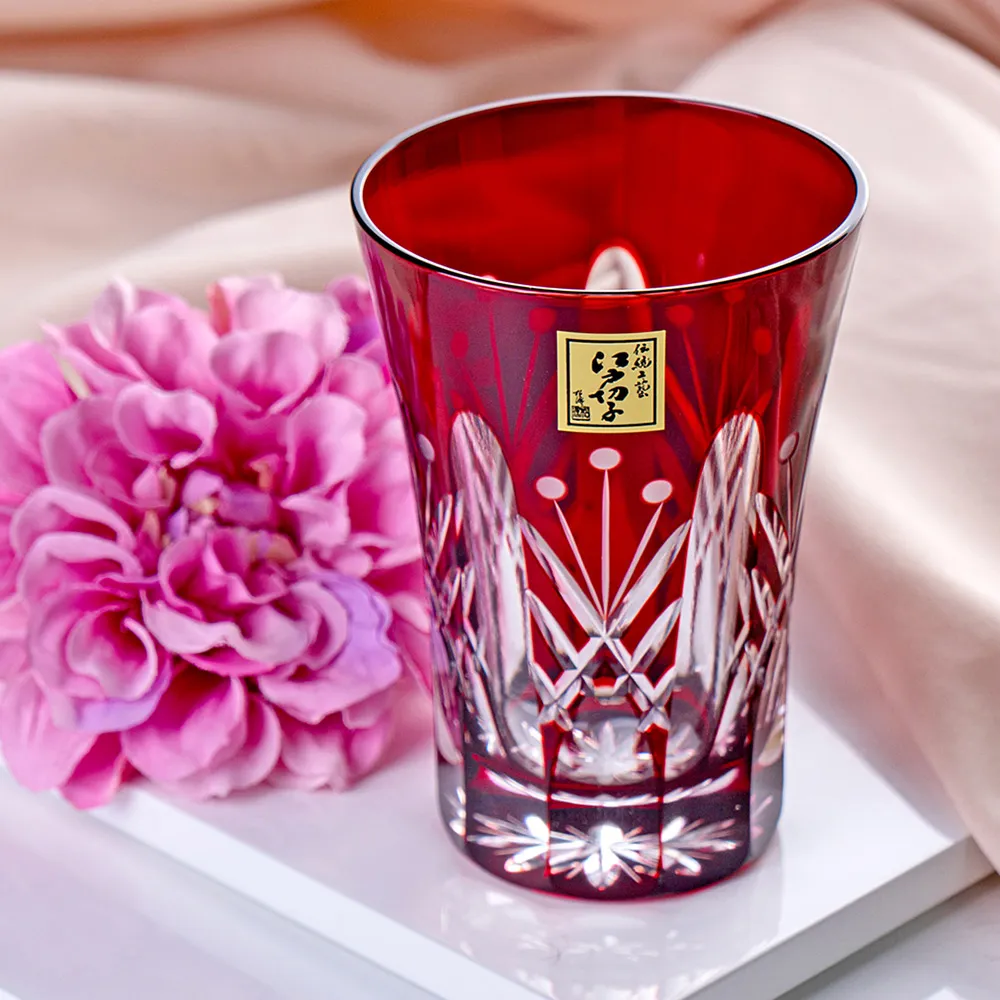 【田島硝子】田島硝子 映見玉矢來紋啤酒杯 江戸切子 玻璃杯 尾形卓司 作 清綠色(TG05-15-1G) 歷史價格詳細信息