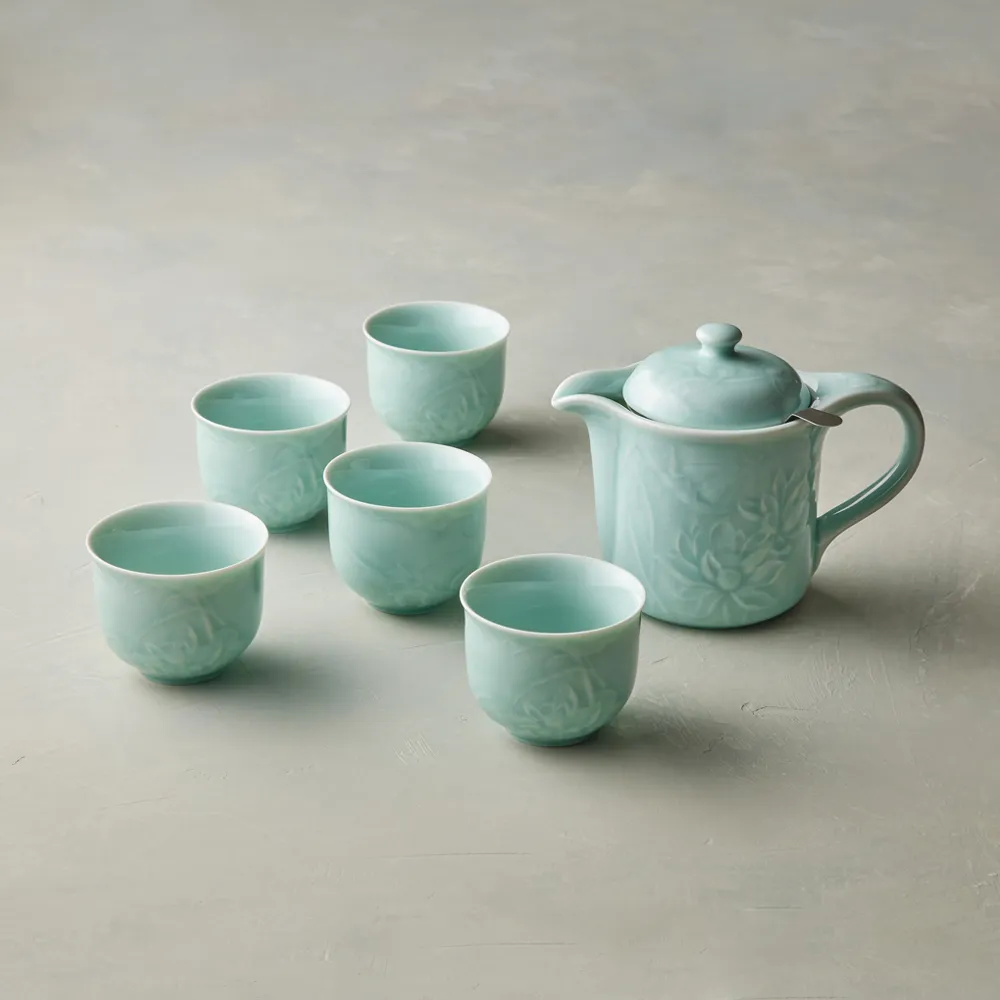 安達窯 - 青瓷 - 荷花壺組 - 7件組(禮盒裝) 歷史價格詳細信息