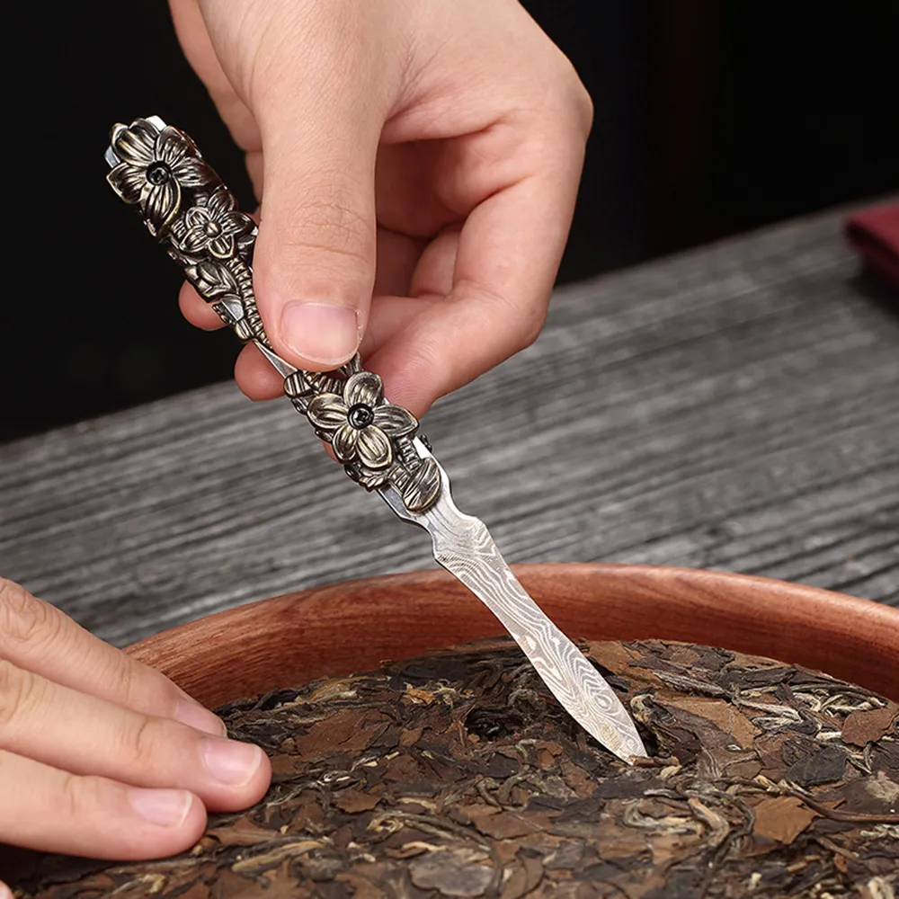 PUSH!品茗喝茶具大馬士革紋不銹鋼茶刀普洱茶刀解茶撬茶器茶具配件炫彩謎之眼茶刀T11-2 歷史價格詳細信息