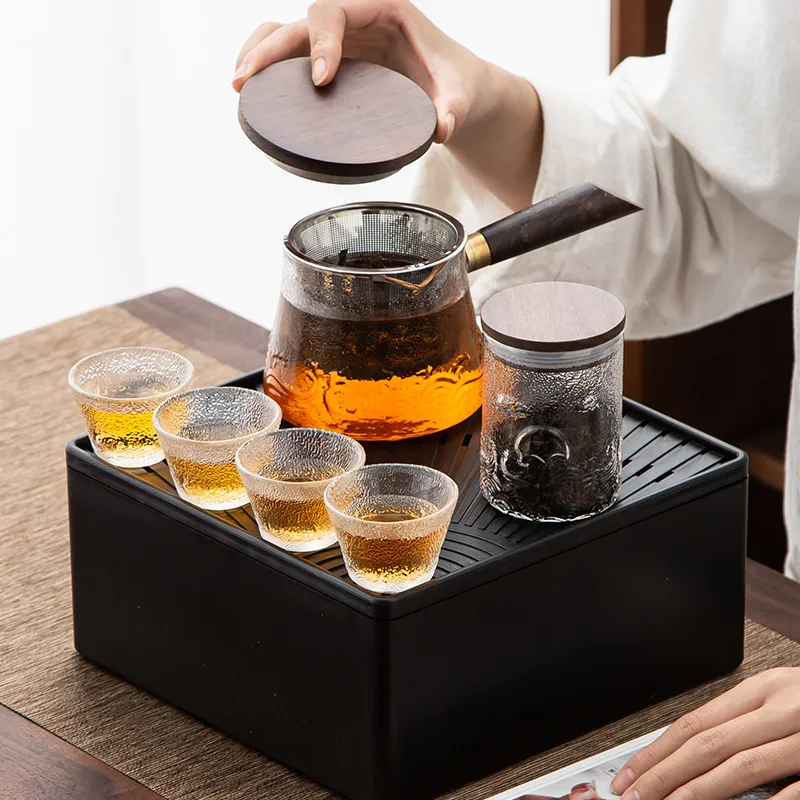 茶具套裝玻璃便攜式茶具旅行套裝收納包戶外家用一壺四杯功夫喝茶杯泡茶壺 歷史價格詳細信息