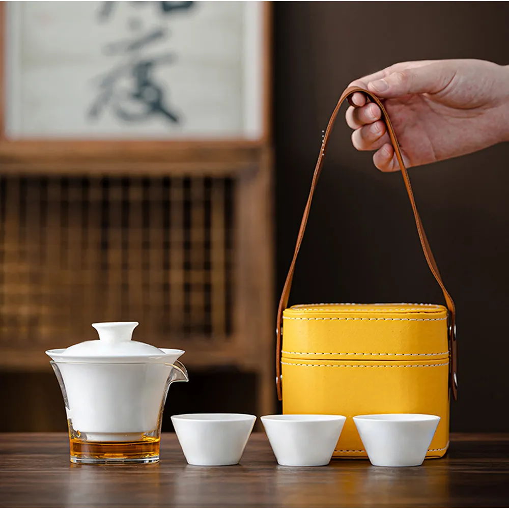 羊脂玉茶具旅行套裝高端白瓷快客杯車載便攜式家庭戶外功夫茶具 歷史價格詳細信息