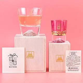 【田島硝子】櫻花限量款x金箔櫻花粉款 富士山威士忌杯+金箔冷酒杯2入組(TG16-015-RS+TG20-016-1GP) 歷史價格詳細信息