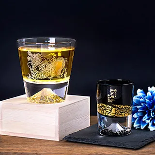 【田島硝子】神龍杯x金箔漆黑款 富士山威士忌杯+金箔冷酒杯2入組(TG19-001-RYU+TG20-016-1GK) 歷史價格詳細信息