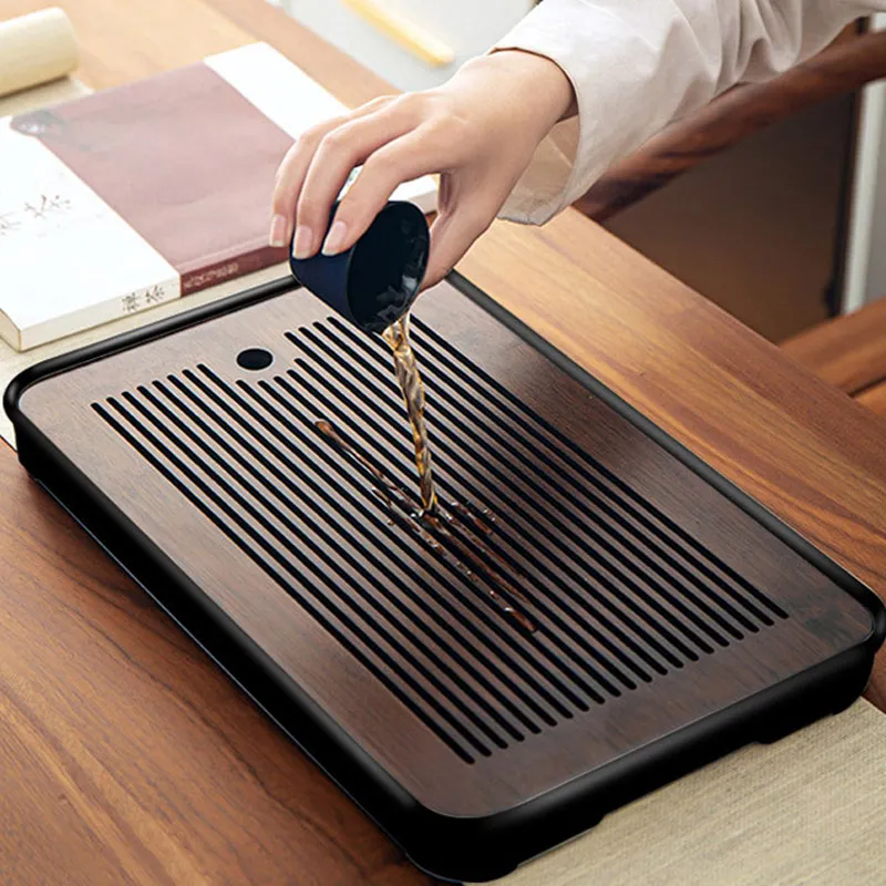 小型茶盤家用瀝水托盤茶具茶臺一人用簡易竹制圓形蓄水~特價~特價 歷史價格詳細信息