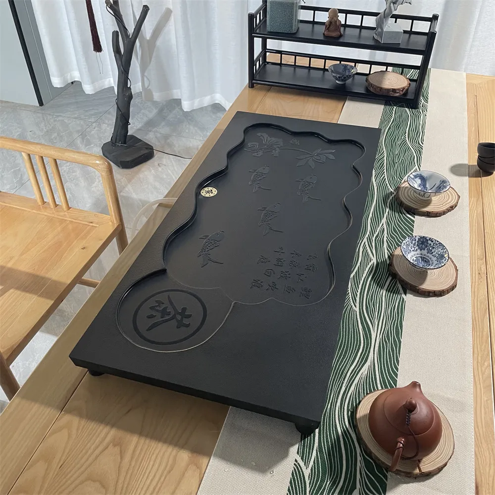 茶盤 泡茶盤 茶具 烏金石茶盤 茶壼 石來運轉 石磨 磨盤 復古半全自動茶具 仿古陶瓷家用茶具套裝 歷史價格詳細信息