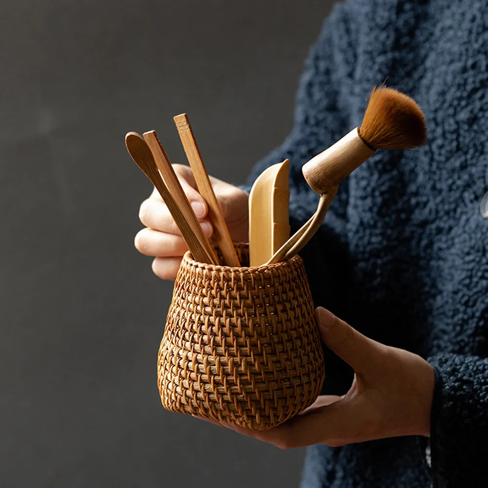 PUSH!品茗喝茶具茶筒小竹簍筆筒天然環保原生態竹編茶具收納配件T35 歷史價格詳細信息