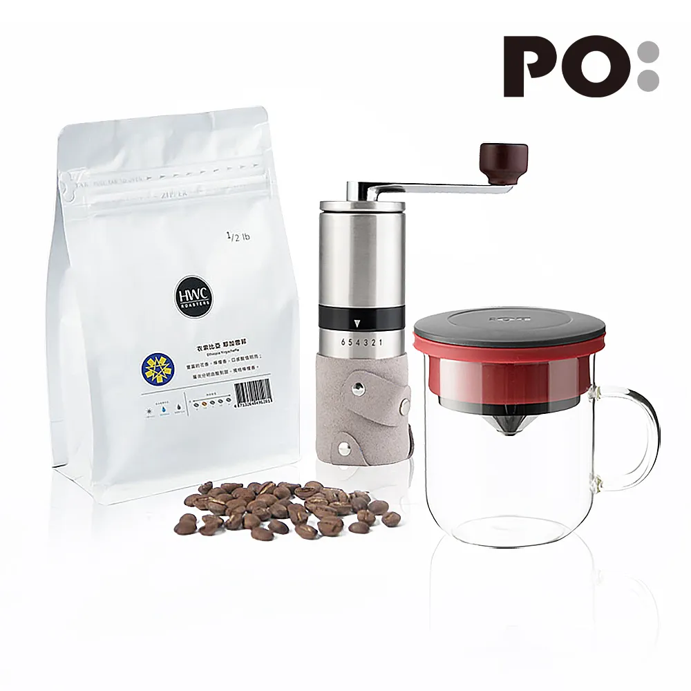 【PO:Selected】丹麥POx黑沃耶加雪菲咖啡四件組(手沖壺-灰/保溫胖胖杯450ml-共4色/咖啡磨2.0) 歷史價格詳細信息